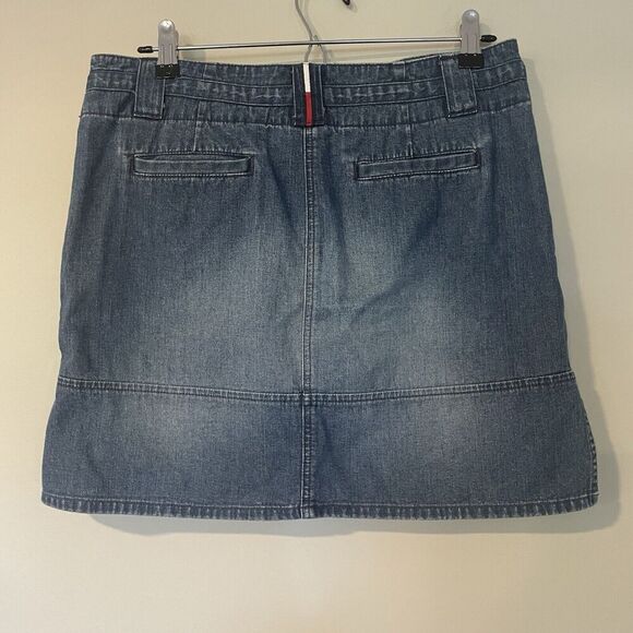 Vintage Tommy Jeans Denim Jean Mini Skirt Women's Juniors 7 Drawstring Side Slit - Picture 5 of 8